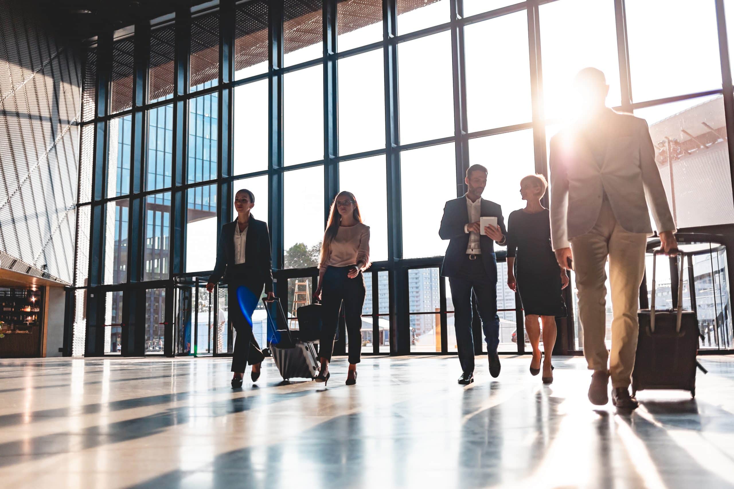 Group of employees traveling together