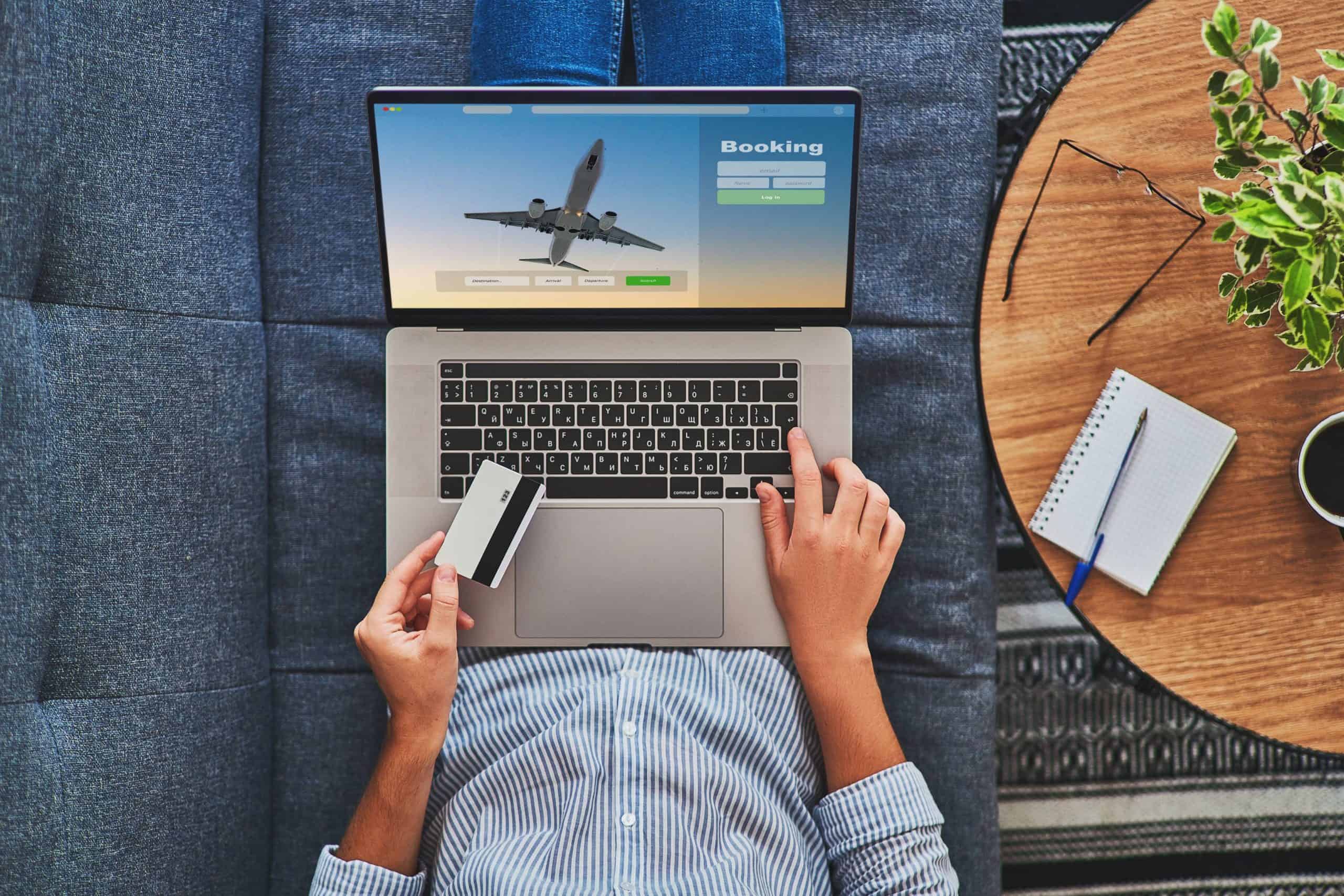 Person booking flight with credit card points 