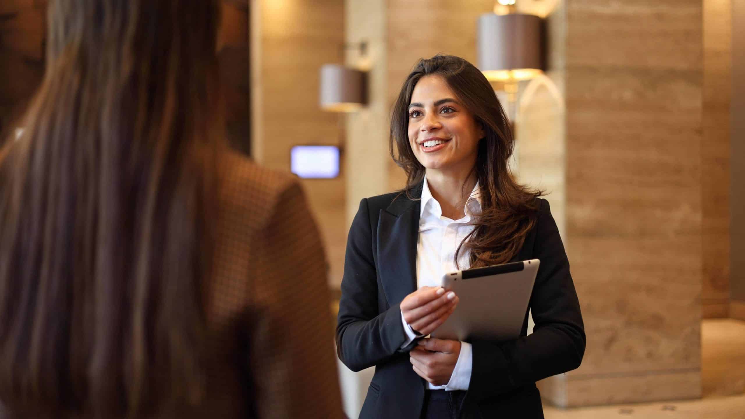Woman working at hotel